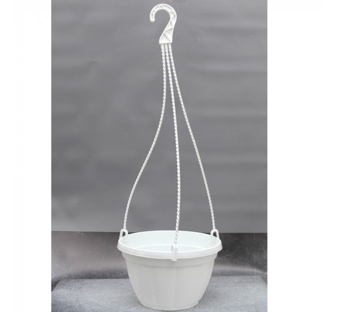 Горшок подвесной 2,5 л с крючком (20*12,5) белый Украина