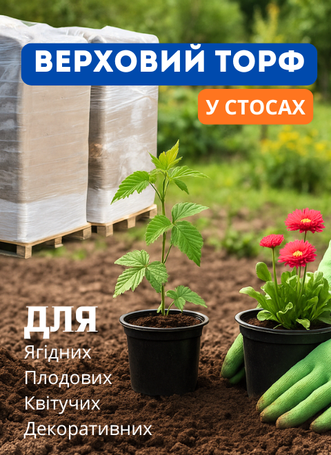 Верховий тофр у стосах для вирощування рослин