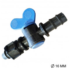 Кран стартовый с поджимом для капельной трубки, 16 мм