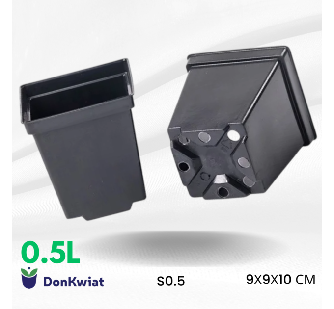 Горщик квадратний 0.5 л 9*9*10, Donkwiat, S0.5 (P9)