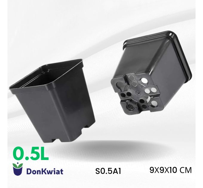 Горщик квадратний 0.5 л 9*9*9.6, Donkwiat S0.5A1