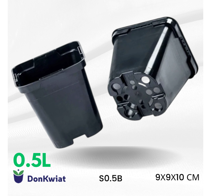 Горщик квадратний 0.5 л 9*9*9.6, Donkwiat S0.5B (P9)