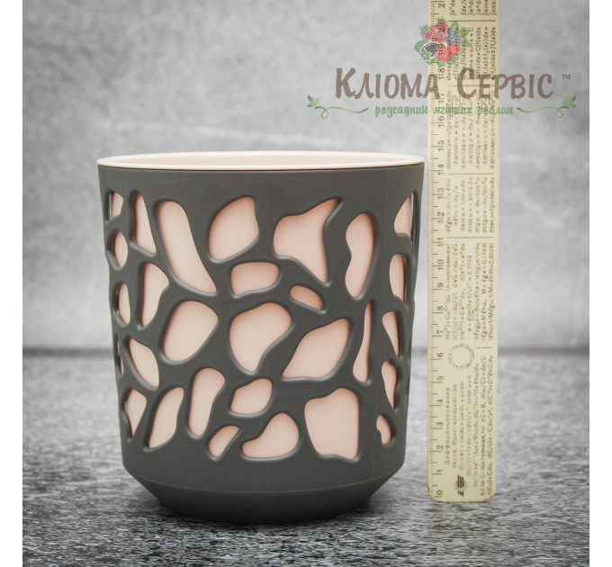 Горшок для цветов Дует 140мм антрацит/беж.