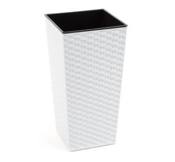 Горшок Lamela Финезия 250 с вкладом ротанг белый