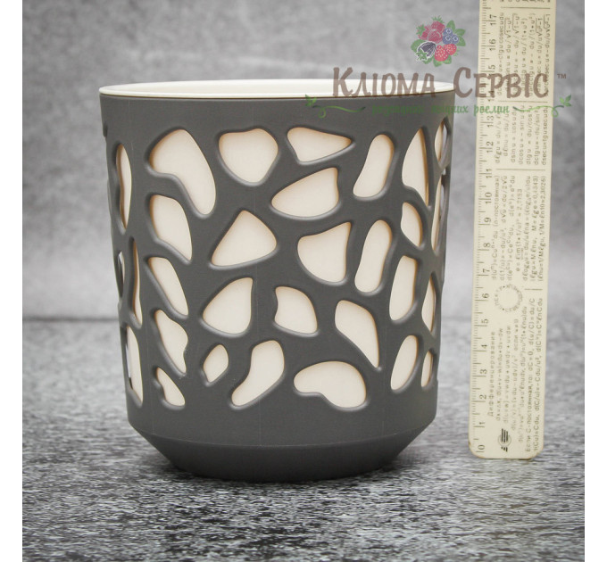 Горшок для цветов Дует 140мм антрацит/кремовый