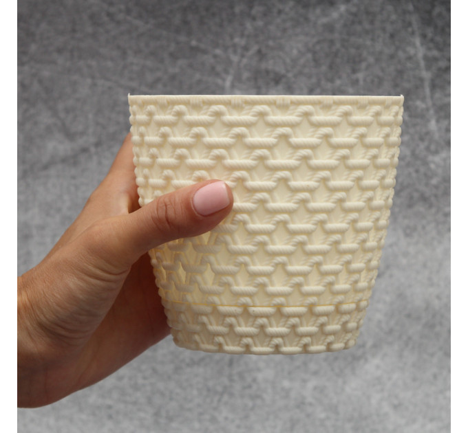 Горшок для цветов Elit Ротанг 0.75 л, кремовый