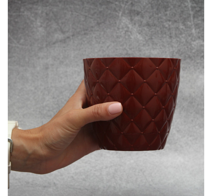 Горшок для цветов Elit Ромбик 0.75 л, бордовый