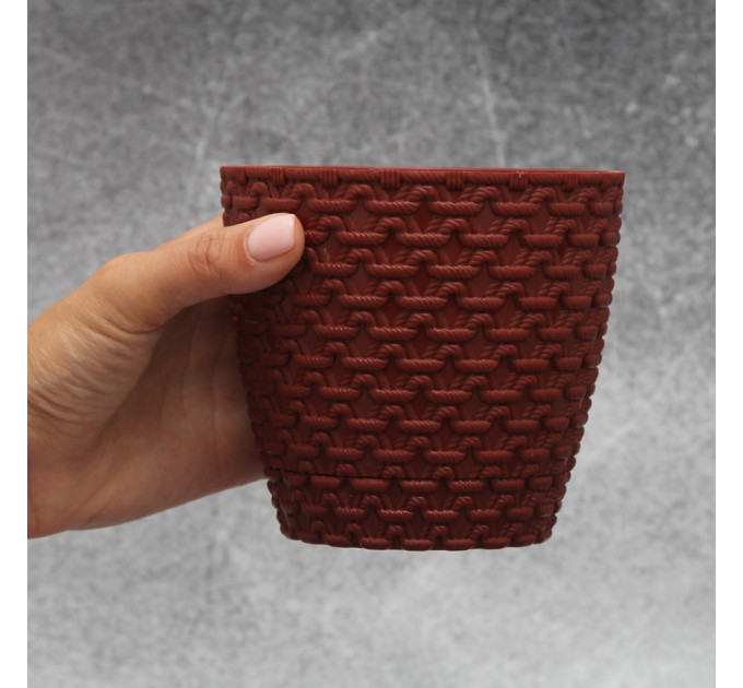 Горшок для цветов Elit Ротанг 0.75 л, бордовый