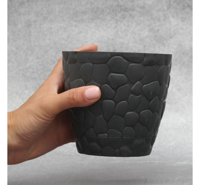 Горшок для цветов Elit Камни 1.6 л, антрацит