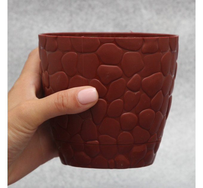 Горшок для цветов Elit Камни 0.75 л, бордовый