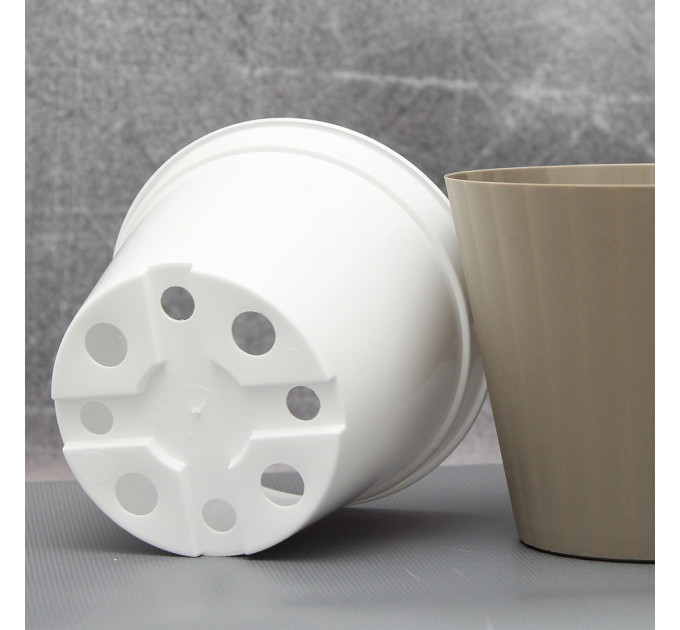 Вазон "Ібіс" подвійний 13,0*11,2 см. Алеана, какао/білий