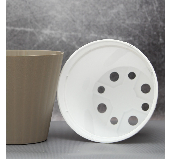 Вазон "Ібіс" подвійний 13,0*11,2 см. Алеана, какао/білий