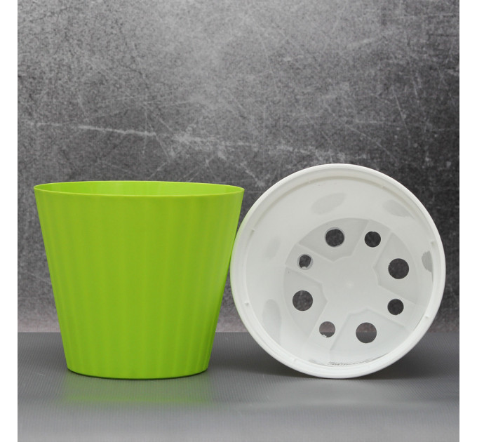 Вазон "Ибис" двойной 13,0*11,2 см. Алеана, оливковый/белый