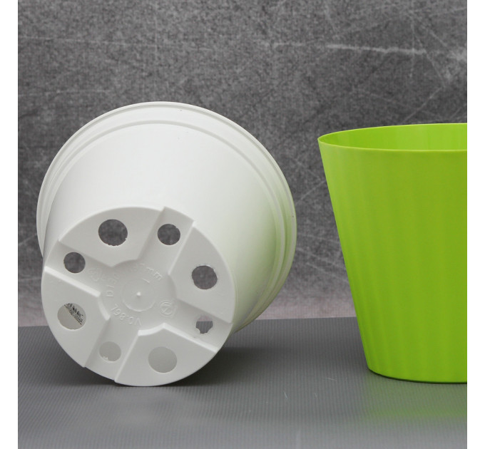 Вазон "Ибис" двойной 13,0*11,2 см. Алеана, оливковый/белый