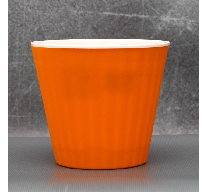 Вазон "Ибис" двойной 13,0*11,2 см. Алеана, светло-оранжевый/белый