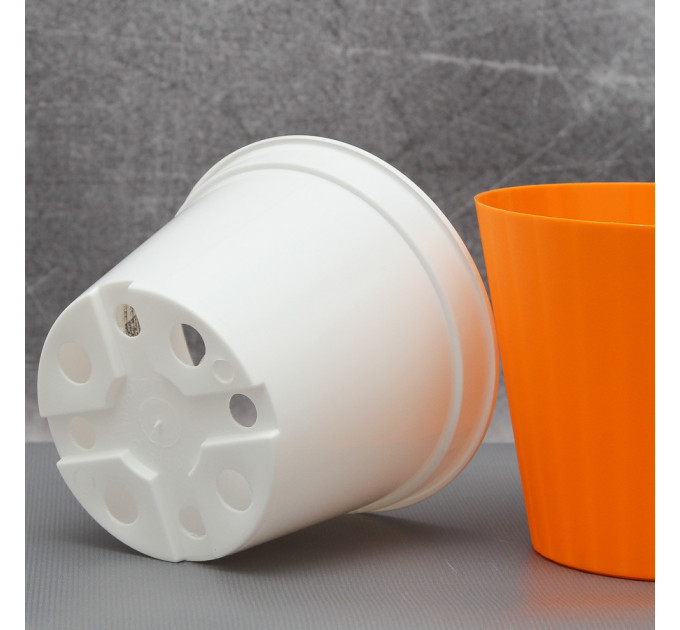 Вазон "Ибис" двойной 13,0*11,2 см. Алеана, светло-оранжевый/белый