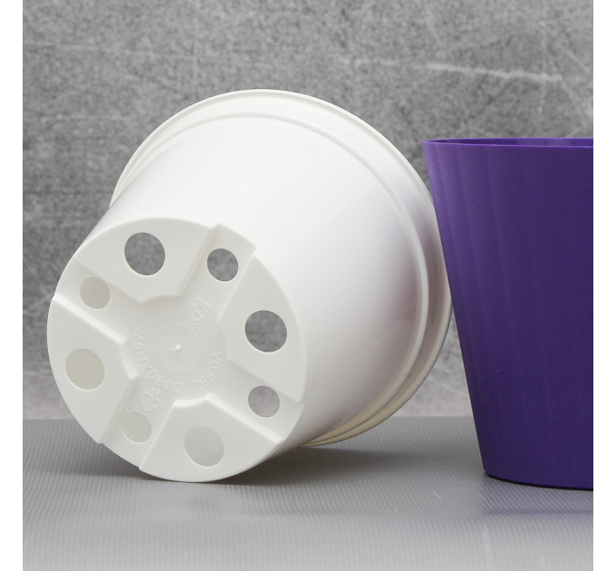 Вазон "Ібіс" подвійний 13,0*11,2 см. Алеана, темно-бузковий/білий