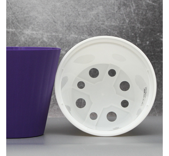 Вазон "Ібіс" подвійний 13,0*11,2 см. Алеана, темно-бузковий/білий