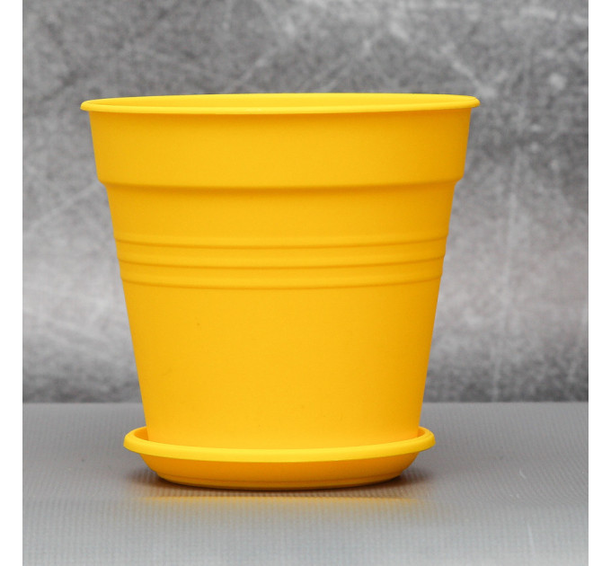 Вазон "Глорія" з підставкою 11*10,2 см. Алеана, темно-жовтий