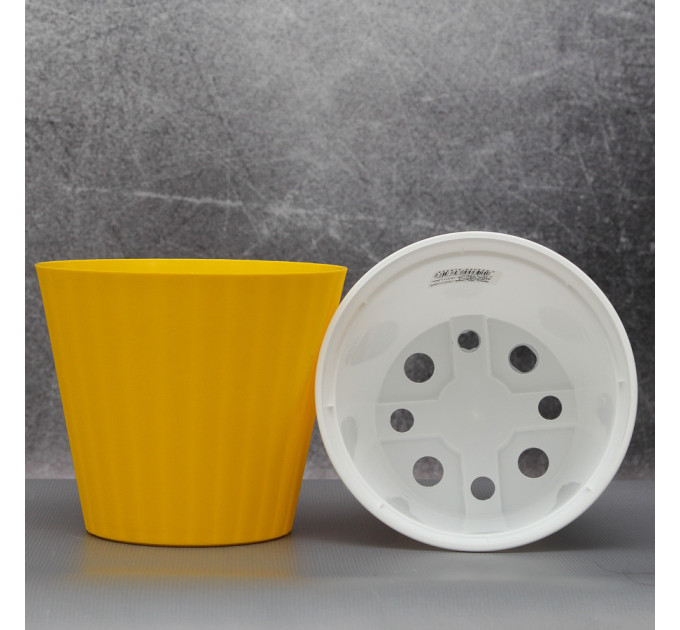 Вазон "Ібіс" подвійний 13,0*11,2 см. Алеана, темно-жовтий/білий