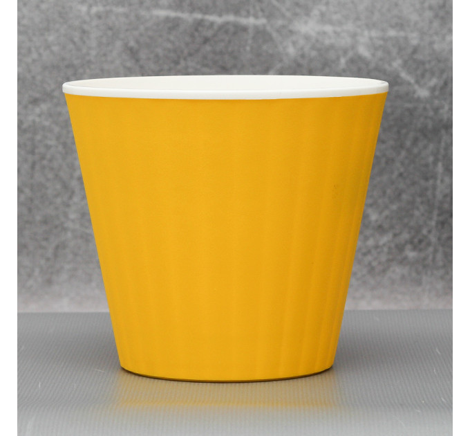 Вазон "Ібіс" подвійний 13,0*11,2 см. Алеана, темно-жовтий/білий