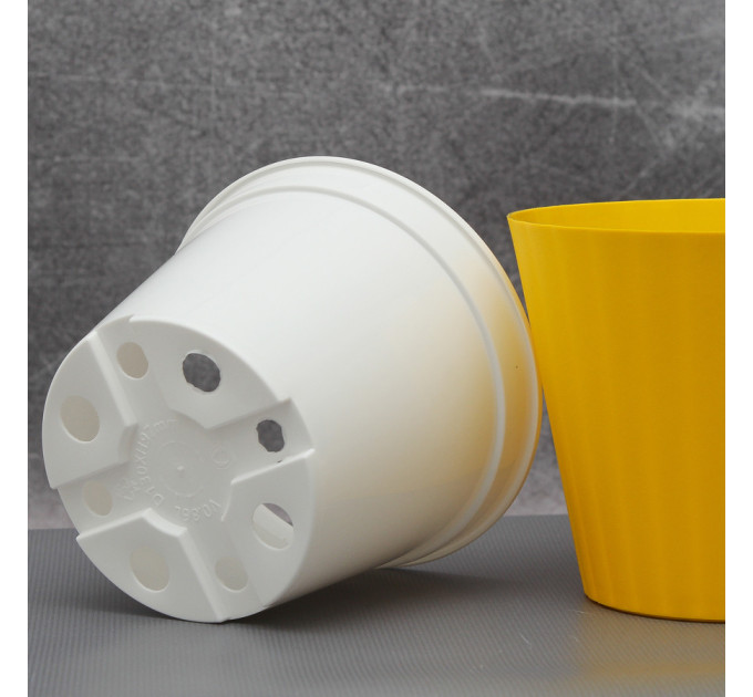 Вазон "Ібіс" подвійний 13,0*11,2 см. Алеана, темно-жовтий/білий