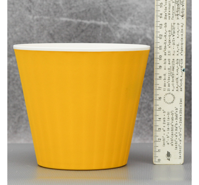 Вазон "Ібіс" подвійний 13,0*11,2 см. Алеана, темно-жовтий/білий