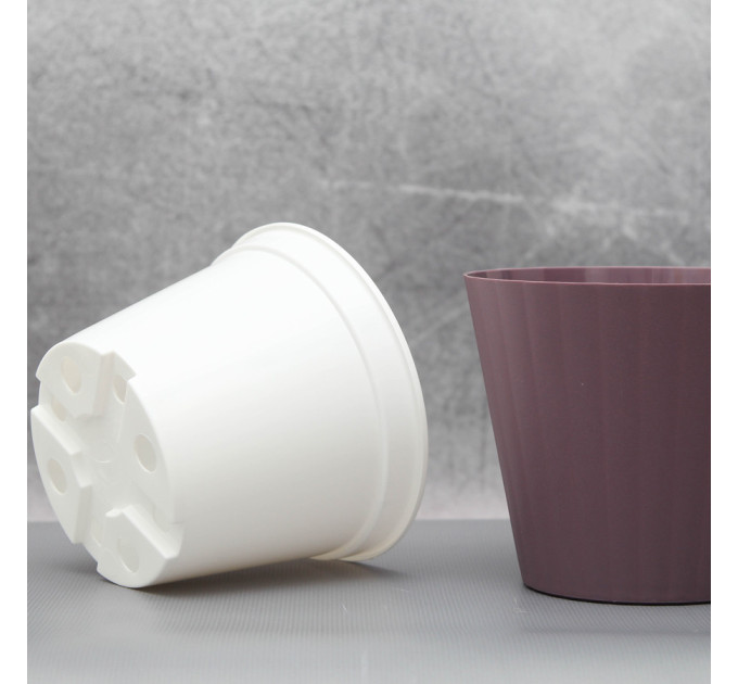 Вазон "Ібіс" подвійний 13,0*11,2 см. Алеана, фіолетовий/білий