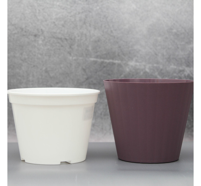 Вазон "Ібіс" подвійний 13,0*11,2 см. Алеана, фіолетовий/білий