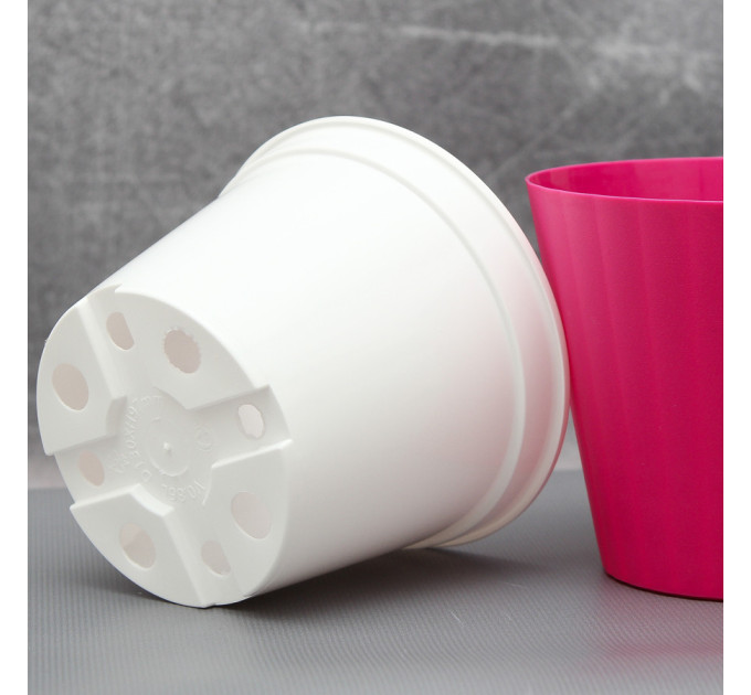 Вазон "Ібіс" подвійний 13,0*11,2 см. Алеана, темно-рожевий/білий