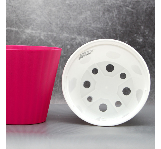 Вазон "Ібіс" подвійний 13,0*11,2 см. Алеана, темно-рожевий/білий