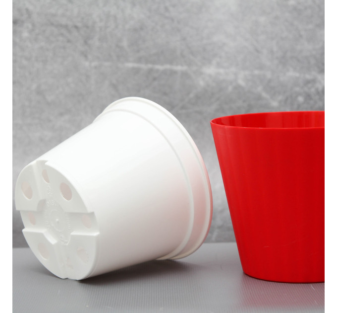 Вазон "Ибис" двойной 13,0*11,2 см. Алеана, красный/белый
