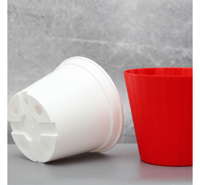 Вазон "Ибис" двойной 13,0*11,2 см. Алеана, красный/белый