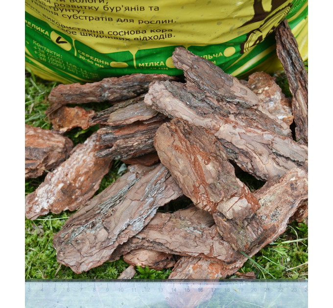 Сосновая кора крупная 60-100 мм 40 л, Клиома Сервис