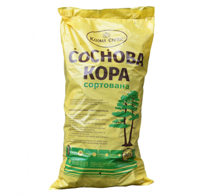 Сосновая кора крупная 60-100 мм 40 л, Клиома Сервис
