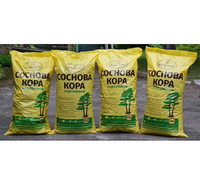 Сосновая кора средняя 30-60 мм 40 л, Клиома Сервис