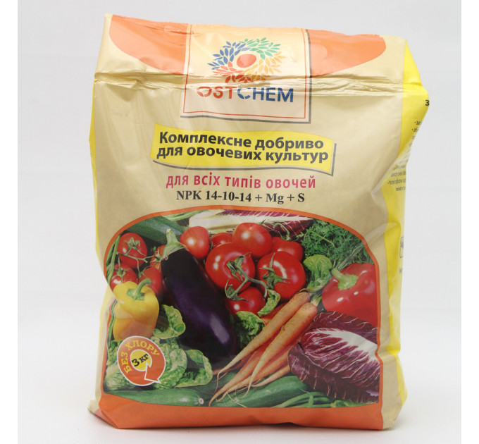 Комплексное удобрение для овощных культур NPK 14-10-14, упаковка 3 кг Ostchem