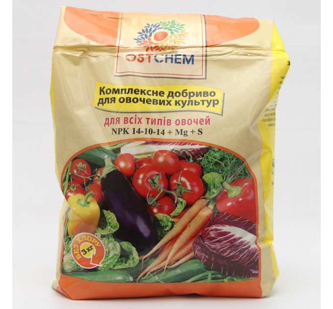 Комплексное удобрение для овощных культур NPK 14-10-14, упаковка 3 кг Ostchem