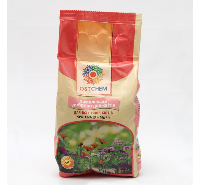 Универсальное удобрение для цветов NPK 15-7-15, упаковка 1 кг Ostchem