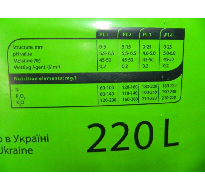 Субстрат торфяной PL-1 Expert 5.5-6.5 pH фр. 0-5 мм, 220 л