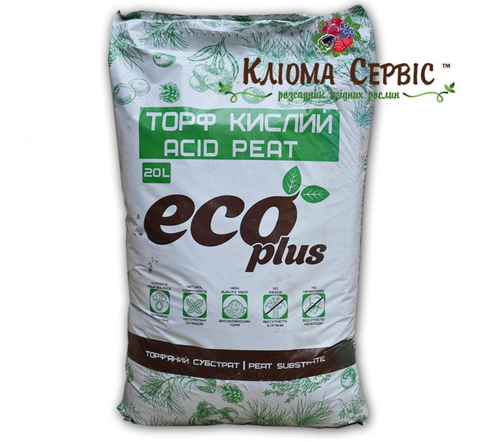 Кислый торф для голубики, 20 л ECO PLUS