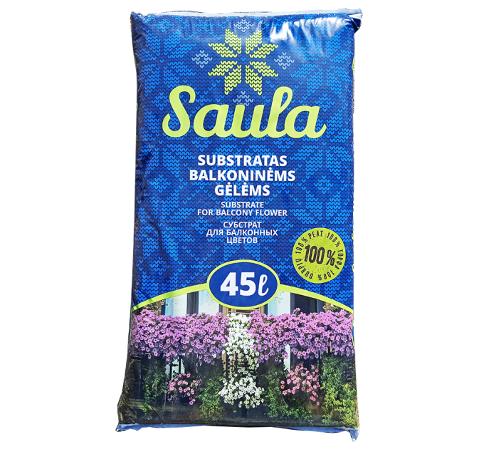 Торфяной субстрат для комнатных и балконных растений Saula 5.5-6.5 pH, 45 л