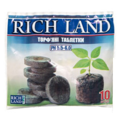 Торфяные таблетки 10 шт d=24 мм, RICH LAND
