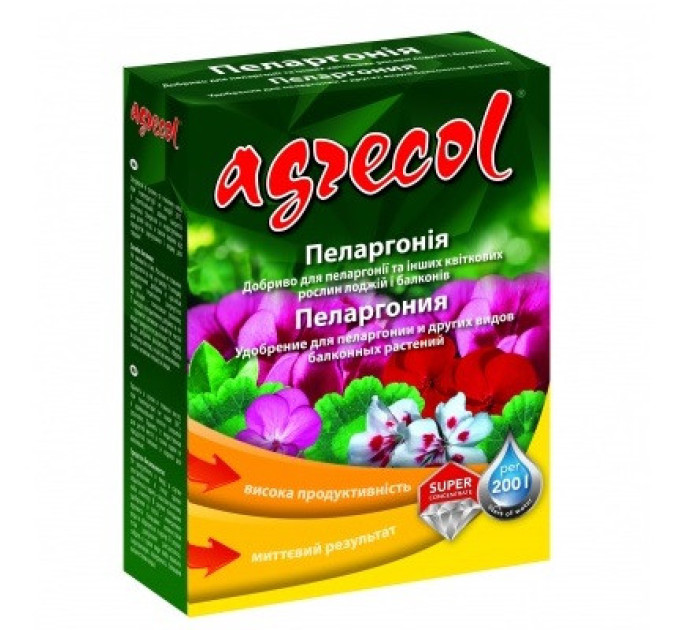 Добриво для пеларгоній Agrecol 15-10-25, 0.2 кг
