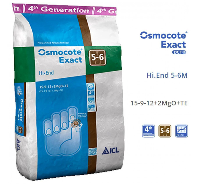 Добриво Osmocote Hi End 5-6 м 25 кг 15+9+12+2МдО+Тe
