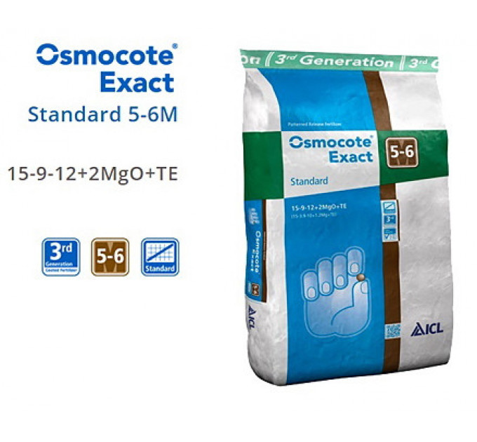 Osmocote Exact Standard 5-6 м, 15+9+12+2Mg+Te, МЕШОК 25 кг