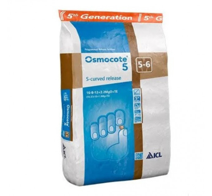 Удобрение Osmocote S-Curved 5-6 m,16+8+12+2,2MgO+TE, 25 кг