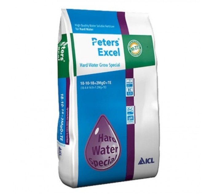 Удобрение Peters Professional Hard Water Grow 18+10+18+2Mg+TE, 15 кг cбалансированный рост