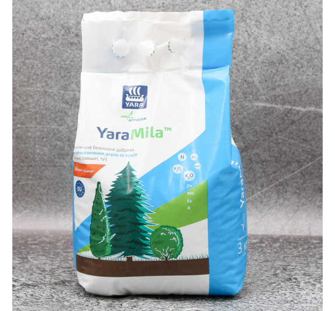 Добриво YaraMila для вічнозелених дерев та кущів, мішок 3 кг, весна-літо